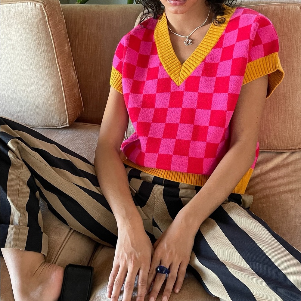 Lisa Says Gah Checkered Vest